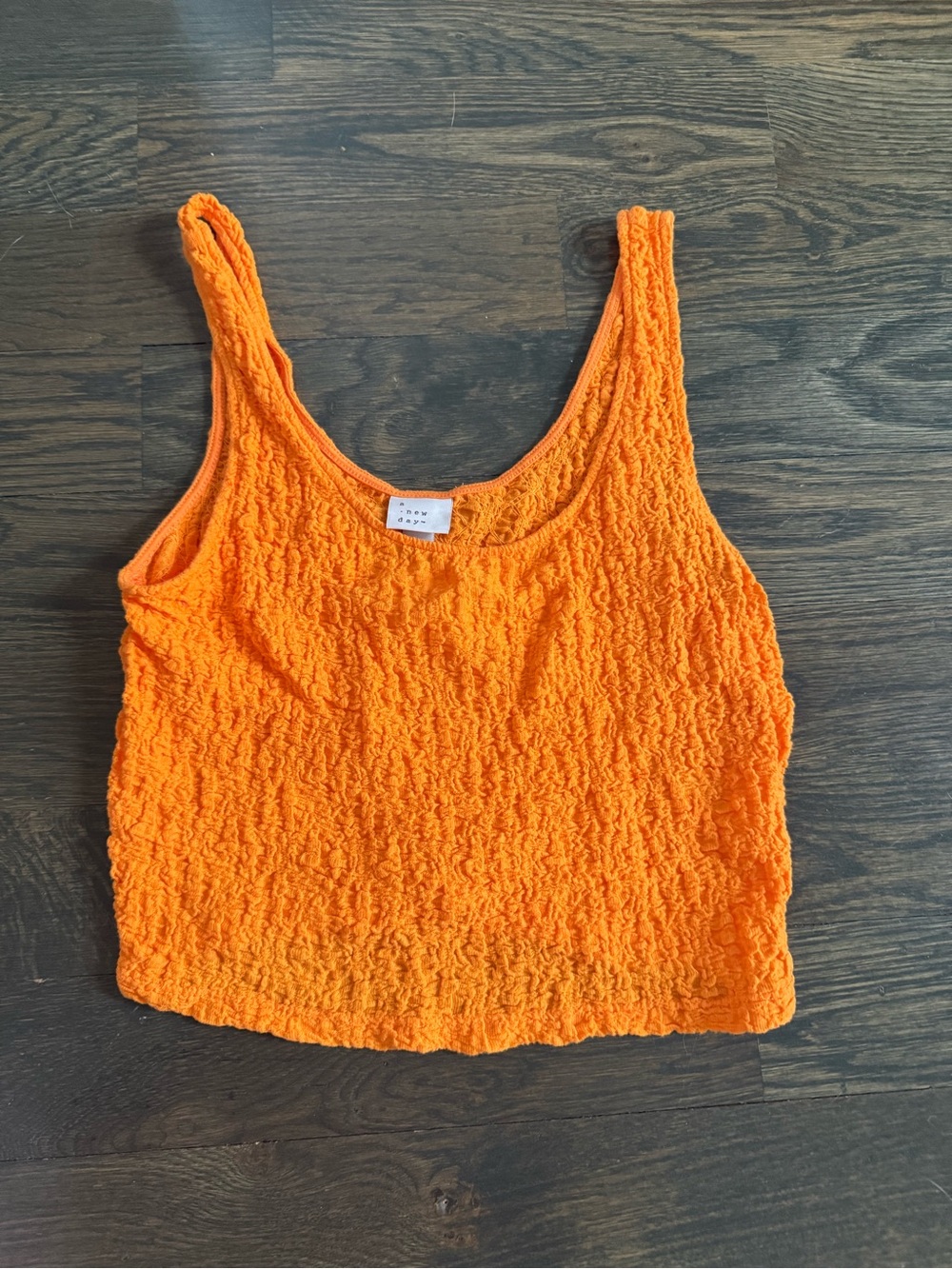 A New Day Bright Orange Textured Tank Top